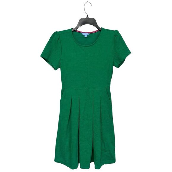 DRAPER JAMES RSVP™ | Pleated Green Roubd Neck Puff Sleeve T-Shirt Dress Size XS - Picture 2 of 10